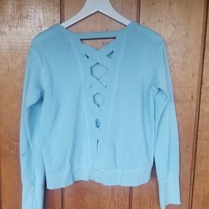 Zella Aqua Sweatshirt w criss-cross b…